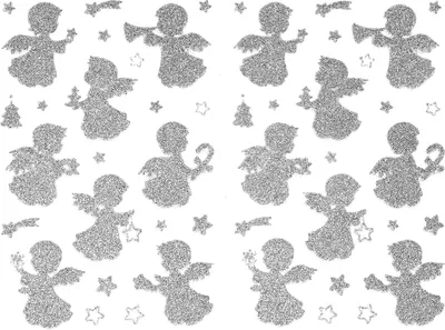 Produktbild von Oblique Unique 84 Weihnachts Sticker Glitzernd Aufkleber für Weihnachten Xmas Geschenk Deko - Engel + Sterne silber