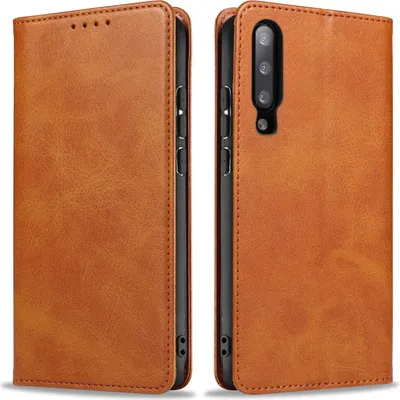 Produktbild von Handyhülle für Samsung Galaxy A70 / A70s Kunstleder Flip Cover Hülle Handytasche Case Kartenfach Farbe: Hellbraun