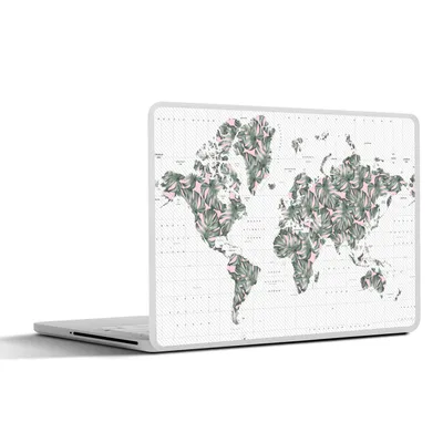 Produktbild von MuchoWow® Laptop Aufkleber Sticker Cover Weltkarte - Pflanzen - Rosa 25x18 cm - Laptop-Deko