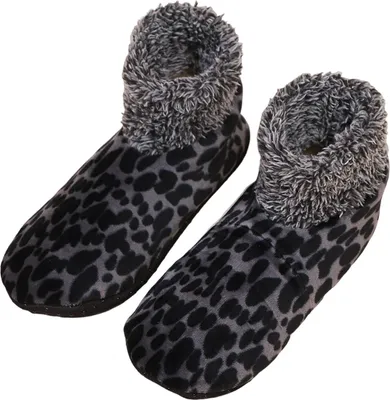 Produktbild von 1 Paar Damen-Leoparden-Haussocken, Herbst/Winter, rutschfest, weich, flauschig, dick, warm, aus Fleece, Baumwolle, für Damen und Herren, Haussocken, Stiefel, Schuhe