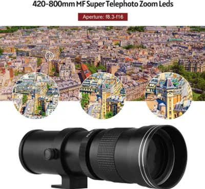 Image de Appareil photo MF Super téléobjectif F/8,3-16 420-800 mm Support T2 avec bague d'adaptation monture RF 1/4 de filetage Remplacement pour Canon EOS R/ R3/ R5/ R5C/ R6/ RP Appareils photo à monture RF