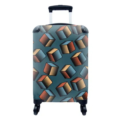 Produktbild von MuchoWow® Koffer Handgepäck Trolley Rollkoffer Kleine Reisekoffer mit 4 Rollen - Muster - Würfel - 3D - Cabin Size < 55x40x23 cm & 55x40x20 cm - Fotokoffer - Kabinenkoffer - Boardgepäck - Reise-Box - Reisekoffer - Reisegepäck - Koffer mit Bild - Trolley für Kinder
