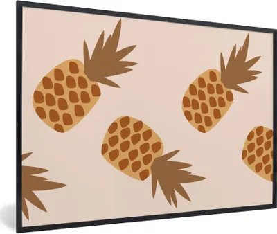 Produktbild von MuchoWow® Gerahmtes Poster Sommer - Ananas - Pastell 30x20 cm - Poster mit Schwarzem Bilderrahmen Wandposter Rahmen Foto Bilder - Kunstdruck - Bild-Poster