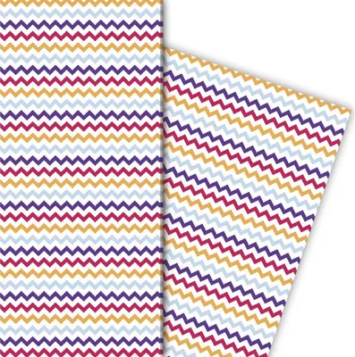 Produktbild von Fröhliches Geschenkpapier mit Zickzack Muster, bunt - G4862, 32 x 48cm