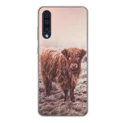 Produktbild von MuchoWow® Handyhülle Schutzhülle Hülle für Samsung Galaxy A50 Schottische Highlander - Schnee - Sonne Silikon Softcase Handy Hülle - Mobiltelefonhülle