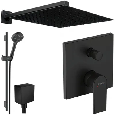 Produktbild von Hansgrohe und Jowi Unterputz Duschsystem Schwarz, Vernis Shape, 650mm Brausestange, Duscharmatur, OHNE iBox