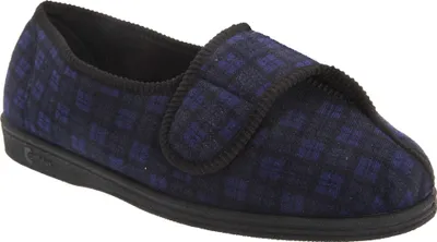 Produktbild von Comfylux Herren Georgie Hausschuhe / Pantoffeln mit Klettverschluss, besonders weit DF828 (46 EU) (Marineblau)