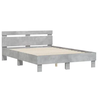 Produktbild von vidaXL Bettgestell mit Kopfteil Betongrau 120x200 cm Holzwerkstoff