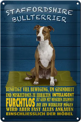 Produktbild von Blechschild Spruch 20x30cm Staffordshire Bullterrier Hund