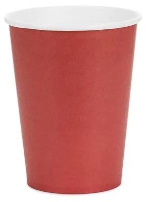 Imagen del producto de 6 vasos de papel, color rojo oscuro, de 250 ml