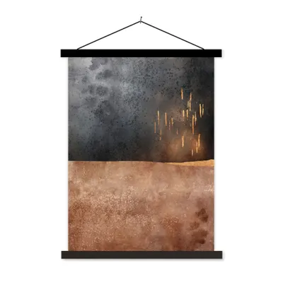 Produktbild von MuchoWow® Textilposter Abstrakt - Gold - Design 60x80 cm mit schwarzem Rahmen - Plakathalter