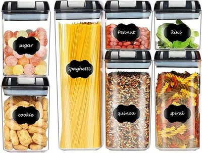 Produktbild von Luftdichte Päckchenhalter, 7 Stück, Küchen-Vorratsbehälter, Aufbewahrung, Küche, luftdicht, für Pasta, Haferflocken, Mehl