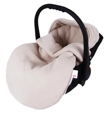 Produktbild von BabyLux Musselin Fußsack 90 cm – Atmungsaktiv für Babyschale, Kinderwagen & Buggy, Weiche Baumwolle Musselin - Beige