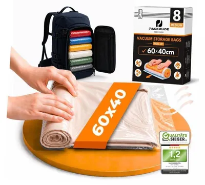 Obrázok produktu pre Vakuové vrecká na zrolívanie, 8 kusov, veľkosť M: 60x40 cm, kompresné vrecká na oblečenie