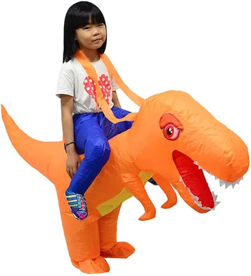 Aufblasbares T-Rex-Kostüm für Kinder, Orange, 6-12 Jahre