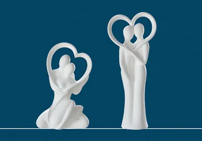 Produktbild von Gilde Francis, Figur, Paar, Herzblick, Herzmotiv, Keramik, creme, VE 2 Höhe: 27.50 cm Breite: 16.00 cm Tiefe: 11.00cm 30238