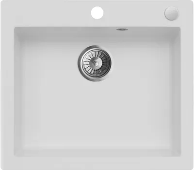 Produktbild von Granitspüle - Spülbecken - Küchenspüle - 57 x 50 cm - Weiss - Einbauspüle - Hochwertiges Material - Kratzfest und Elegant, mit Siphon, Mojito 60