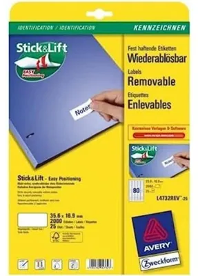Produktbild von Avery Zweckform - Etikett L4732REV-25 35,6x16,9mm weiß 2000 Etiketten