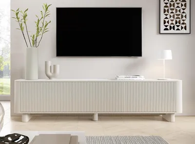 Produktbild von TV-Lowboard 220 cm Cashmere Misterio Premium mit Lamellenfront und Stauraum