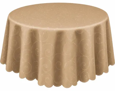 Produktbild von Tischdecke braun hell oval 160x220 cm damast Ornamente bügelfrei fleckenabweisend