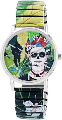 Produktbild von Raptor Damen Watch Frida Kahlo Edition mit Edelstahl-Zugband, Quarzwerk, kratzfestem Glas, Geschenkidee für Frauen inkl. Uhrenbox, 36 mm Gehäuse