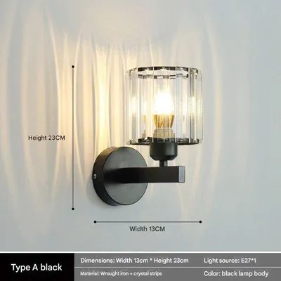 Obrázok produktu pre Kryštálová nástenná lampa, moderná sklenená nástenná lampa vhodná do spálne, obývačky a vstupnej haly – štýl 7