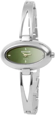 Produktbild von Excellanc 180026000325 Analog Damenuhr Edelstahlband silberfarben grünes Ziffernblatt