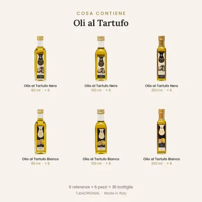 Produktbild von TubeORIGINAL Geschenkset „Trüffelöle – 36 Flaschen (6 × 6)“ – 36 Stück italienische Feinkost