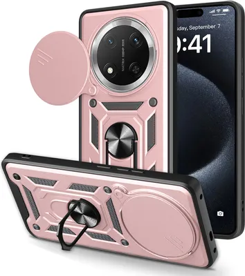 Produktbild von Outdoor Panzer Hülle für Honor Magic 7 Lite Handyhülle Slide Kameraschutz Ringhalter in Rosegold