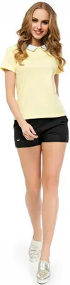 Produktbild von Bluse Shirt Top mit Kragen in 4 Farben Sommer; Gelb XL/42