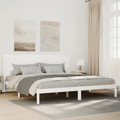 Image de Meubles Lit en bois massif extra long sans matelas blanc 140x220 cm - Lit rembourré 3309286