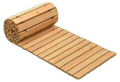 Productafbeelding van VEVOR rollende afscheiding voor tuinpaden, 244 x 43 cm, houten rolluik, buitenpad van cederhout, houten treden, tuinpad, achtertuin, terras, perfect voor bruiloften