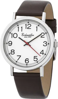 Produktbild von Eichmüller 1741-02 Herren Armbanduhr Bahnhofsuhr weiß-braun Lederband 40 mm