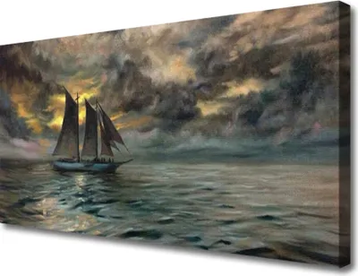 Produktbild von Tulup Leinwand-Bilder 100x50 Wandbild Canvas Kunstdruck Meer Boot Landschaft