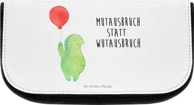 Produktbild von Mr. & Mrs. Panda Kulturbeutel Schildkröte Luftballon - Weiß - Geschenk, Motivationsspruch, kosmetiktäschchen, Kosmetiktasche, Make-up Täschchen, Kulturtasche, Organizer