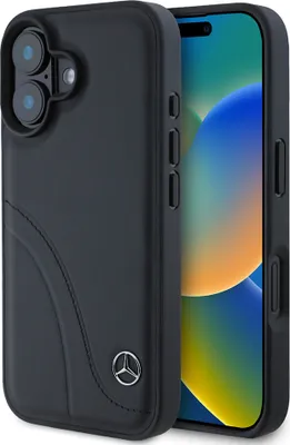 Obrázok produktu pre Mercedes-Benz iPhone 16 Zadný kryt - Zakrivené stehy - Čierny