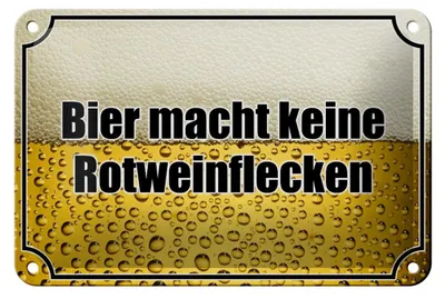 Produktbild von Blechschild Spruch 18x12cm Bier keine Rotweinflecken