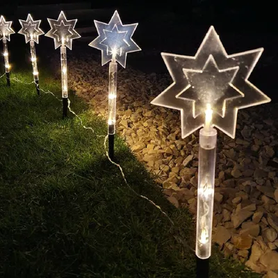 Produktbild von 5 LED Leuchtstäbe warmweiß Stern Batterie, Timer außen 36,5 x140cm 35077