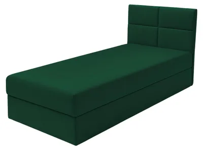 Produktbild von Jugendbett Polsterbett - 90x200 cm - Grün - mit Bettkasten und Kopfteil - Modernes Einzelbett - Feder-Hebe-Mechanismus