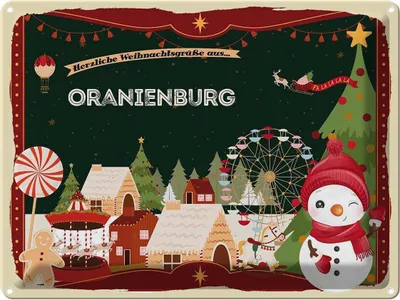 Produktbild von vianmo Blechschild 30x40 cm Weihnachten Grüße ORANIENBURG Abenteuer Reisen Urlaub