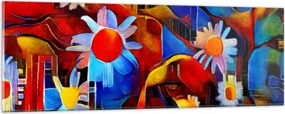 Produktbild von Bilder auf glas - Blume Abstraktion - 90x30cm - Glasbilder - Wandbilder - Kunstdruck - zum Aufhängen bereit - Wanddekoration aus Glas - Glas Bilder - Wandbild auf Glas - Einteilig - GAB90x30-3466