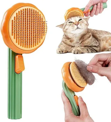 Produktbild von Famanu Selbstreinigende Haustierpflegebürste - entfernt Verfilzungen - für lang- und kurzhaarige Katzen und Hunde - grün