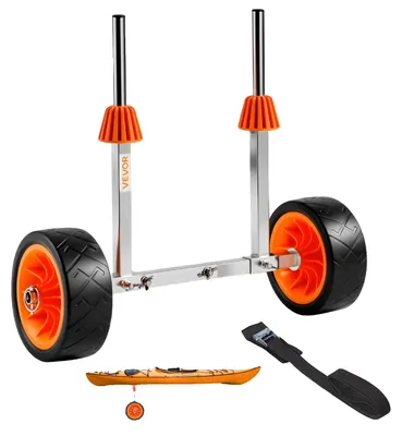 Image de Chariot pour kayaks VEVOR, 113 kg, chariot pour canoës avec pneus pleins de 19,1 cm & sangle de serrage de 4 m, chariot pour bateaux pour transporter des kayaks, canoës, paddleboards, bateaux Jon, équipements de sports nautiques, 560x190x485 mm