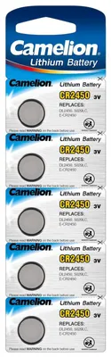 Produktbild von Camelion Lithium Batterie CR2450 3V für Uhren, Teelichter, Kamera, Taschenrechner 5er Blister
