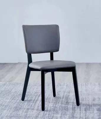 Produktbild von Einsitzer Designer Grauer Esszimmerstuhl Polsterstühle Leder Einsitzer