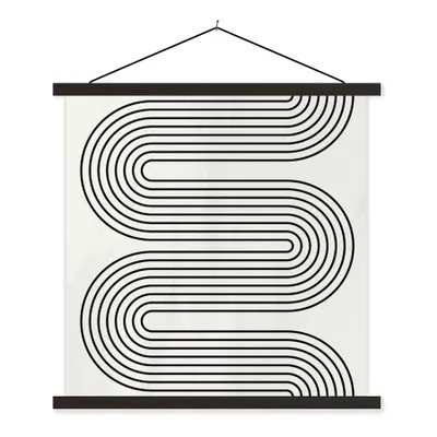 Produktbild von MuchoWow® Textilposter Linie - Taupe - Abstrakt - Schwarz 40x40 cm mit schwarzem Rahmen - Fotos