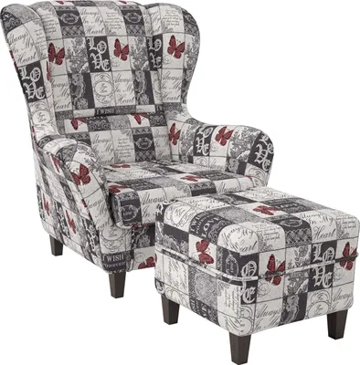 Produktbild von Supellex Ohrensessel mit Hocker | Design Patchwork Love