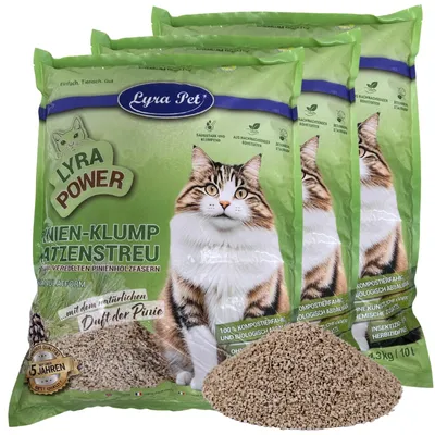 Produktbild von 3 x 10 Liter Lyra Pet® Lyra Power Pinien Katzenstreu klumpend