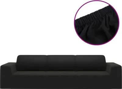 Image de vidaXL Housse de canapé stretch 4 places noir polyester jersey