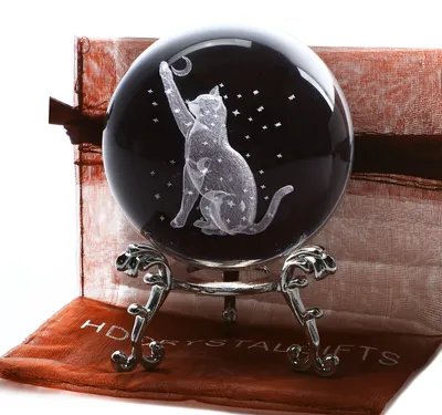 Produktbild von Kristallkugel Figur mit Katze und Mond zur Dekoration
